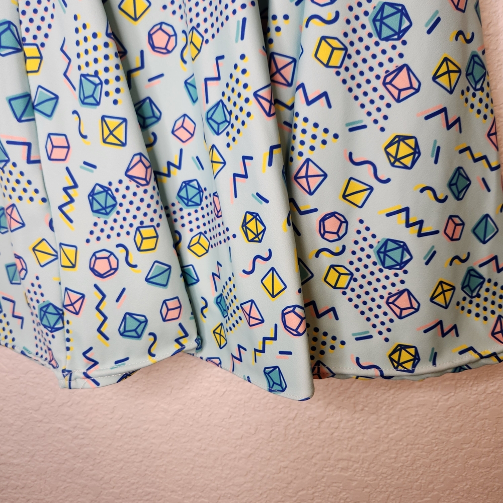 Paola's Pixels Womens 90's Dice Skater Skirt Blue Pink Yellow Mini Cute Small - Picture 8 of 13